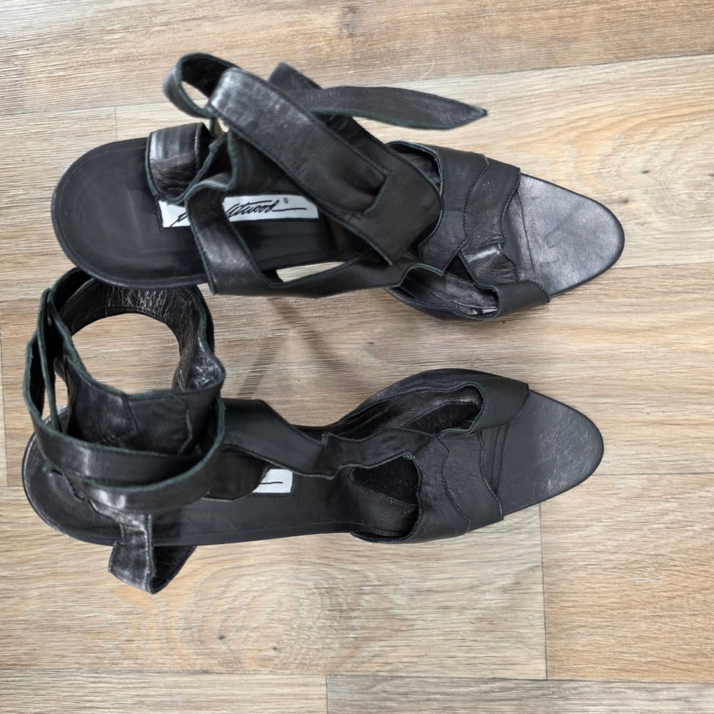 Brian Atwood Black Leather Ankle Tie Strappy Stiletto Heels Sandals Italy 40 9.5 - Picture 11 of 13